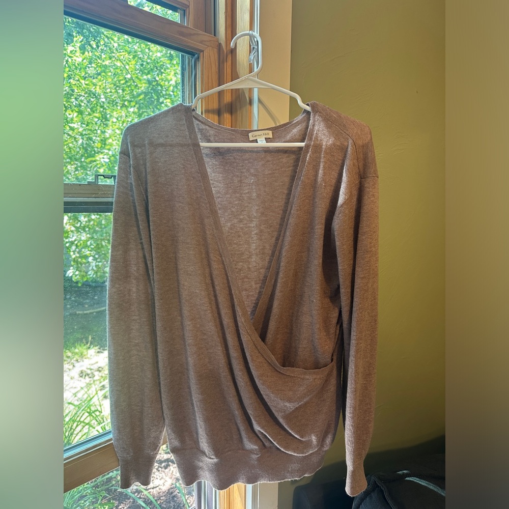 Garnet hill 100% cashmere wrap style sweater